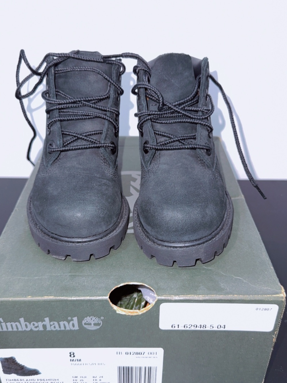 Timberland Toddler Black Lace-Up Nubuck Work Boots